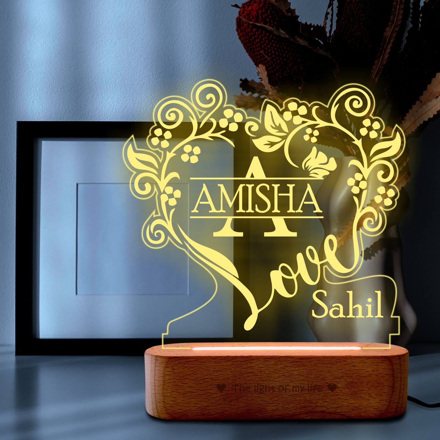 Heart Shape Customized Photo Engraved Night Lamp – Picloon