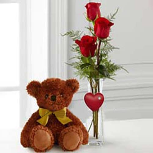 Buy Teddy And Red Rose