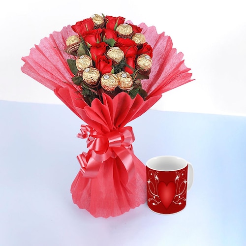 Buy Romantic Blooms With Mug