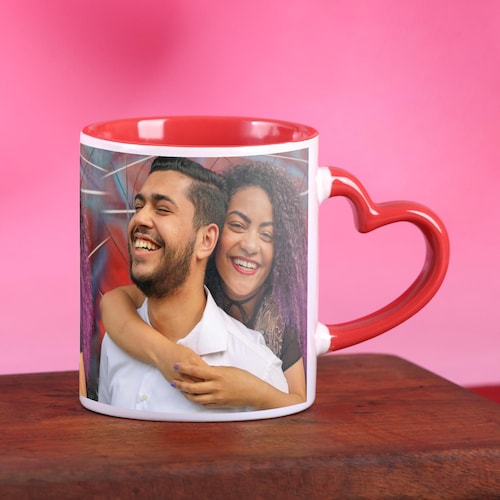 Buy Embracing Couple Personalized Heart Handle Mug