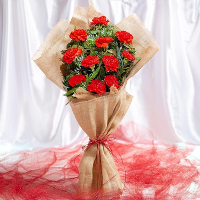 Celestial Carnations Jute Bouquet