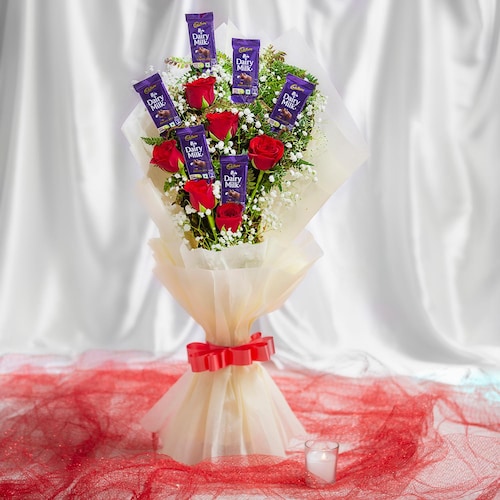 Buy Love Affair Of Roses And Chocolates Bouquet