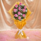 Amber Embraced 10 Pink Roses Bouquet