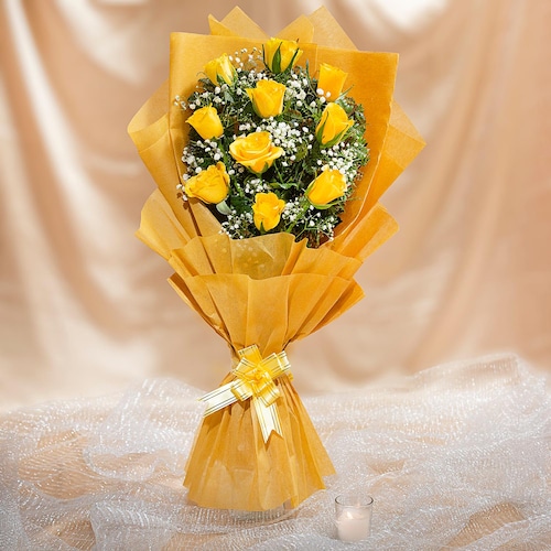 Buy Splendid 10 Yellow Roses Bouquet