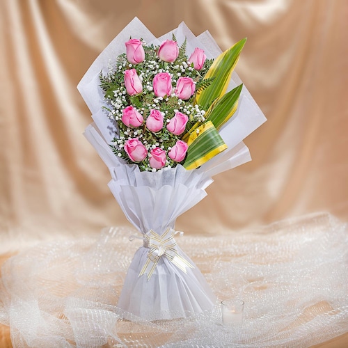 Buy 12 Pink Roses Impression For Love