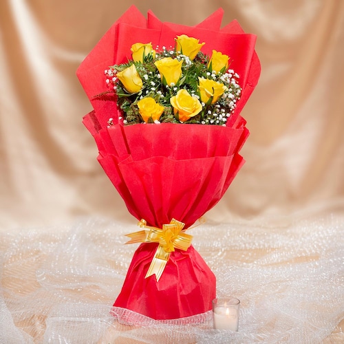 Buy Embellish 8 Yellow Roses Bouquet