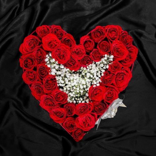 Buy Colossal Red Roses Heart Arrangement