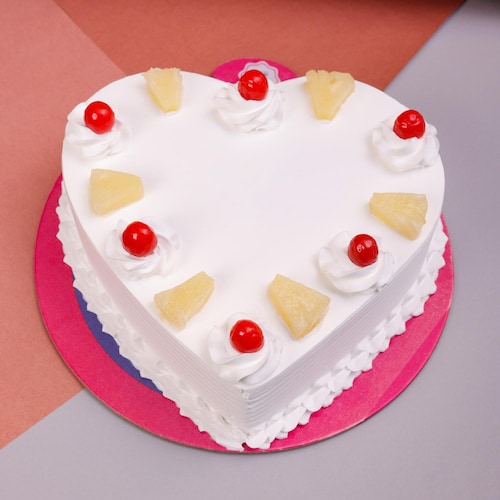Buy Delicious Pineapple Heart Shaped Cake