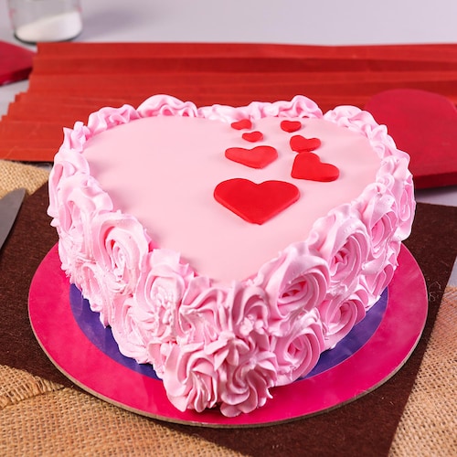 Buy Floral Strawberry Heart Cake
