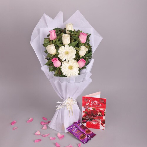 Buy Win Her Heart Floral Bouquet And Chocolate Combo
