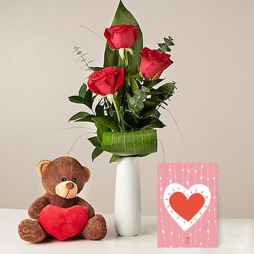 Buy Roses And Teddy Hamper