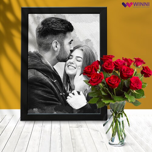 Buy Romantic Valentines Day Roses And Frame