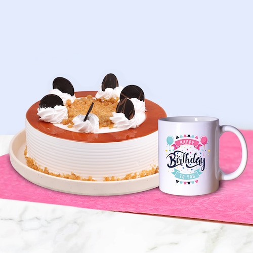 Buy Butterscotch Cake With Birthday Mug