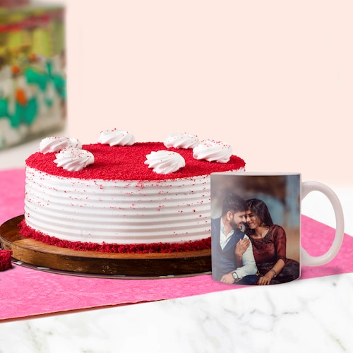 Buy Red Velvet Cake With Personalized Mug