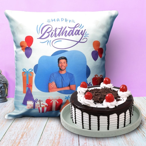 Buy Personalized Cushion With Black Forest Cake
