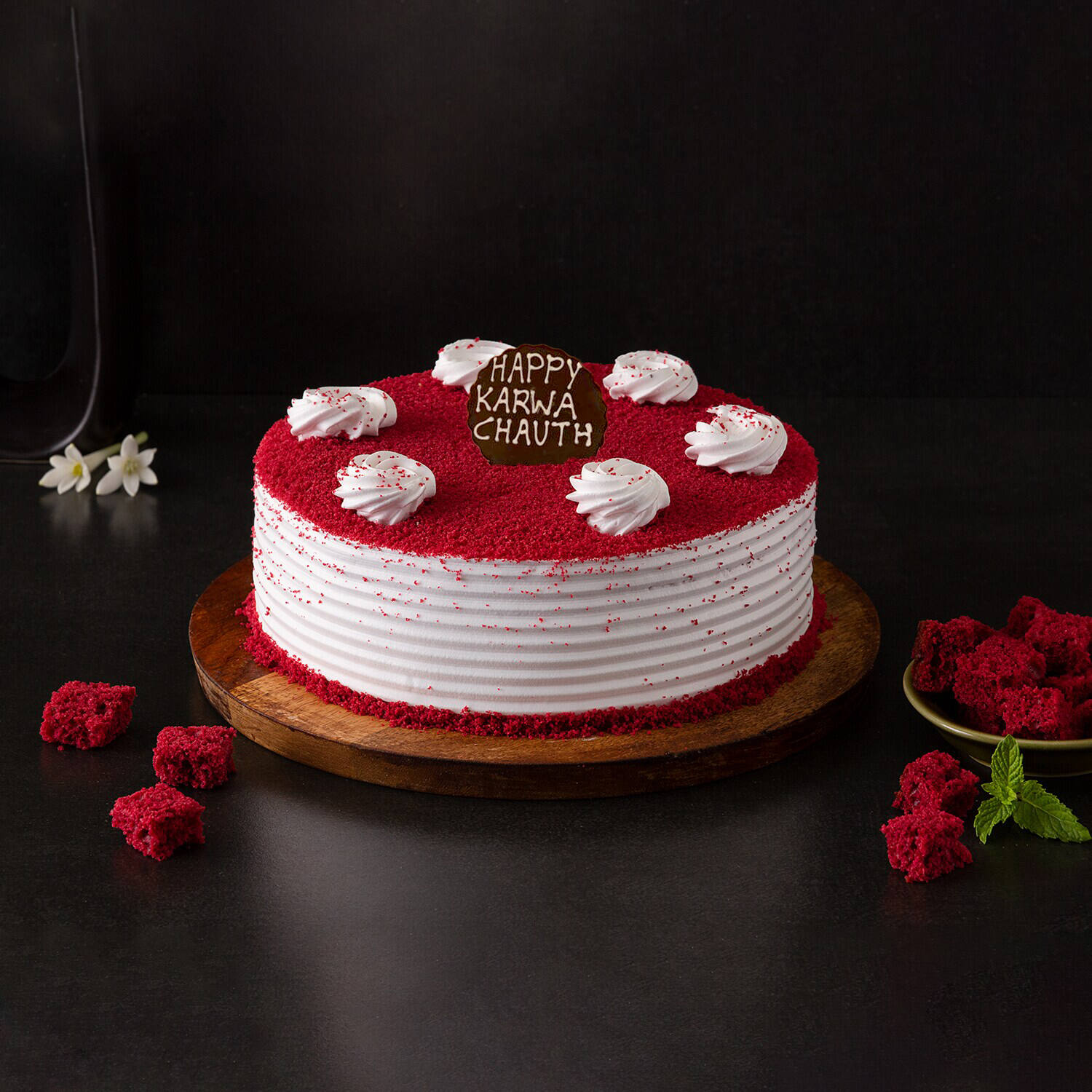 Send designer heart shape red velvet cake online by GiftJaipur in Rajasthan