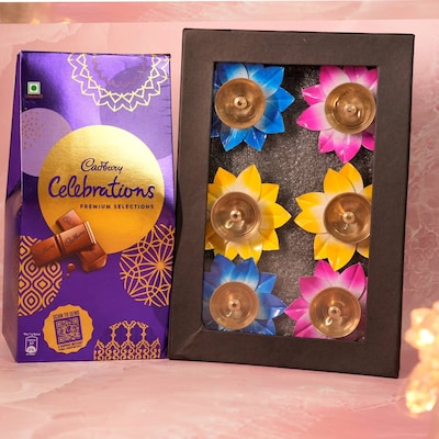 Diwali Diyas and Choco Delights Gift Pack