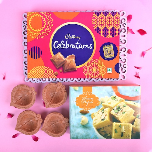 Buy Sweets and Chocolates with Diwali Diyas Gift Hamper