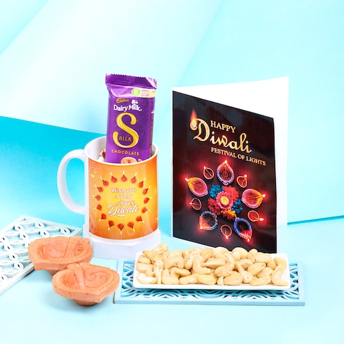 Buy Diwali Mug with Choconuts and Diya Greetings Hamper