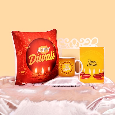 Cozy Cushion with Personalized Mug Diwali Hamper