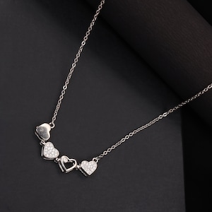 Women  Magnetic  Clover Silver Heart Necklace