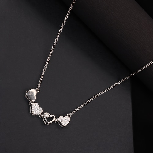 Buy Women  Magnetic  Clover Silver Heart Necklace