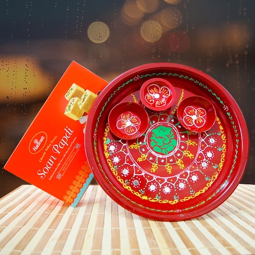 Buy Divine Diwali Puja Thali with Soan Papdi