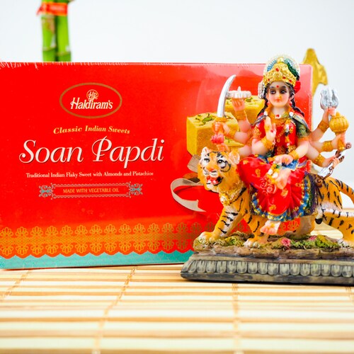 Buy Maa Durga Blessings with Soan Papdi Delights