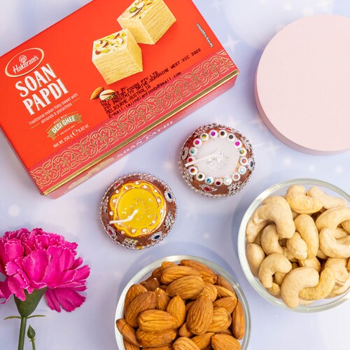 Buy Shubh Diwali Diya Set with Nuts and Sweets