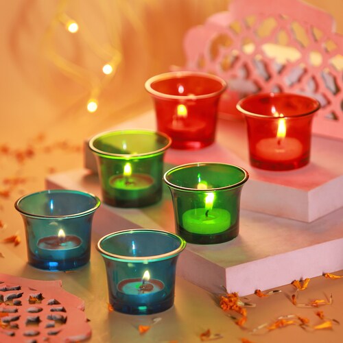 Buy Colourful Glass Tealight Candle Holder
