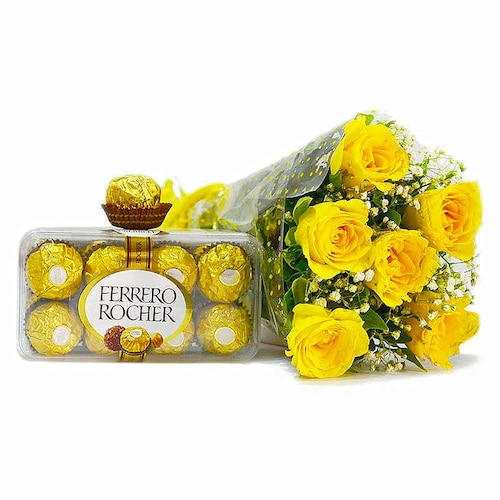 Buy Sunshine Love Bouquet With Ferrero Rocher