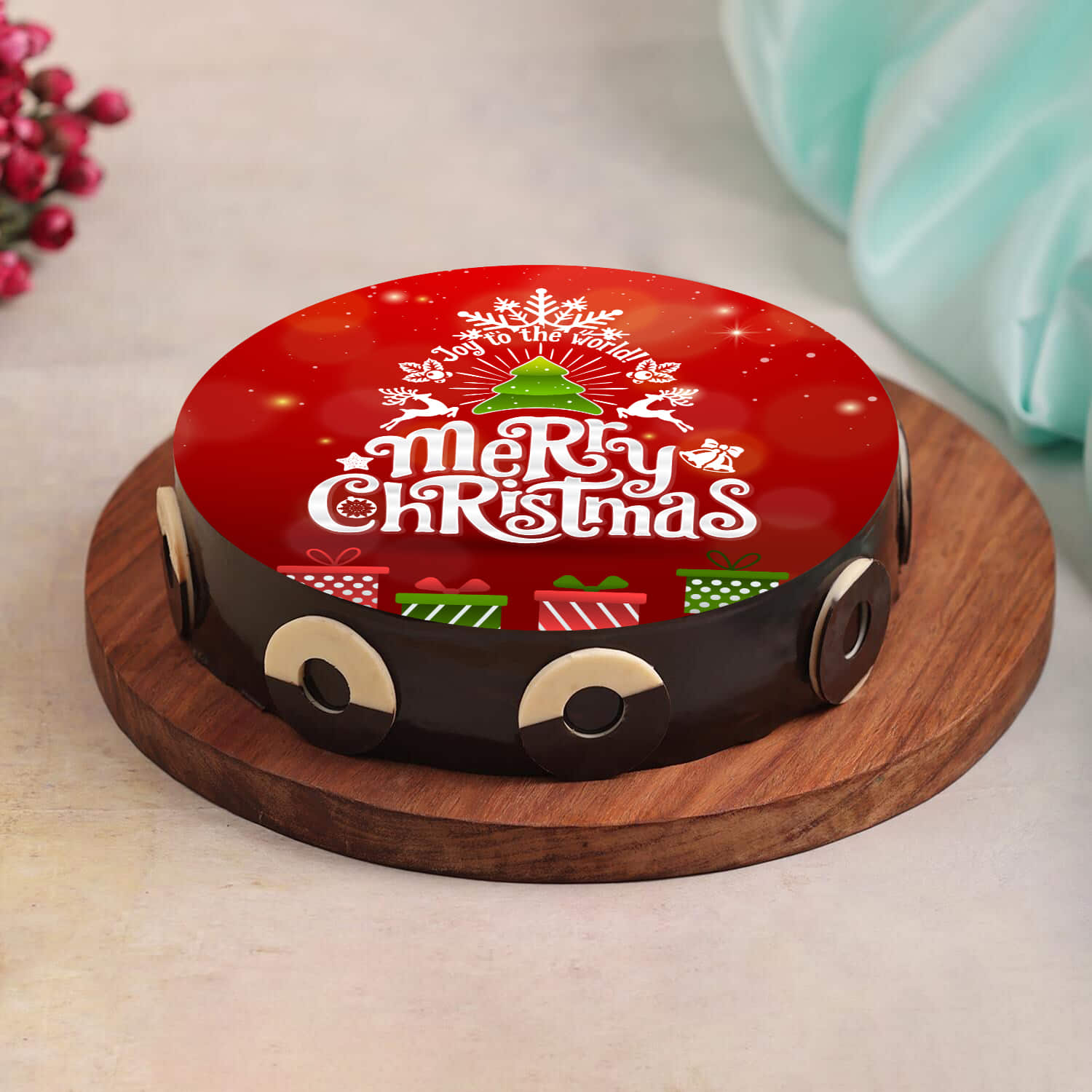 Order Cherry Merry Christmas Cake Online, Price Rs.799 | FlowerAura