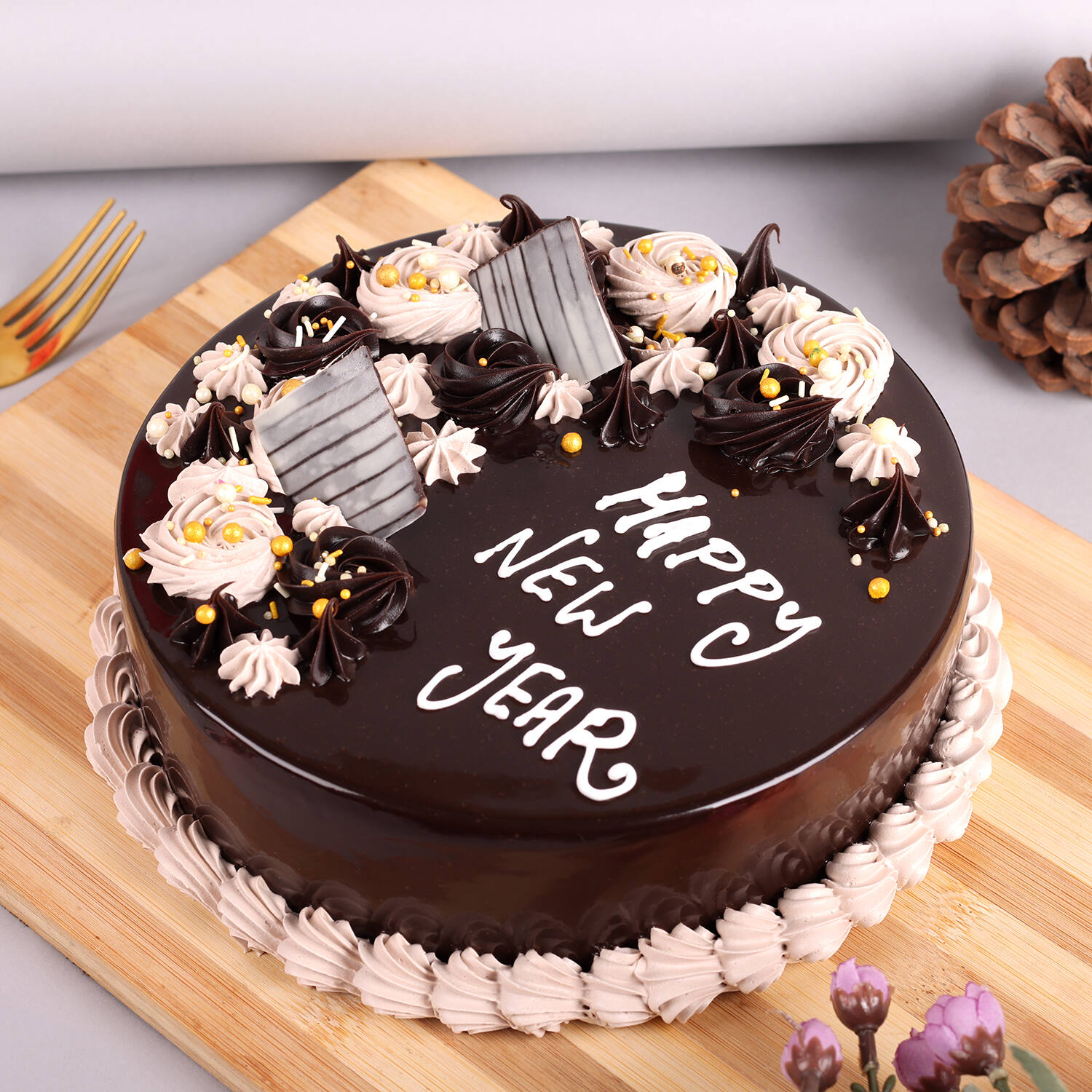 Chocolaty New Year Cake- Order Online Chocolaty New Year Cake @ Flavoursguru