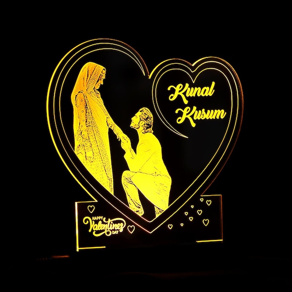 Create Your Own Valentine Gifts With Your Photo On Heart LED Lamp Night Light