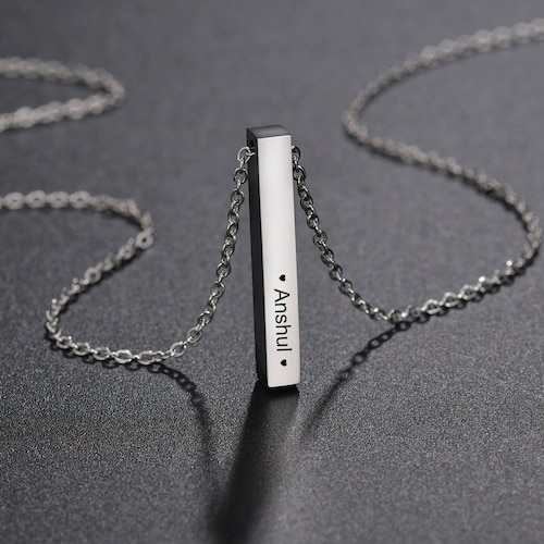 Buy Classy Silver Personalized Bar Pendant