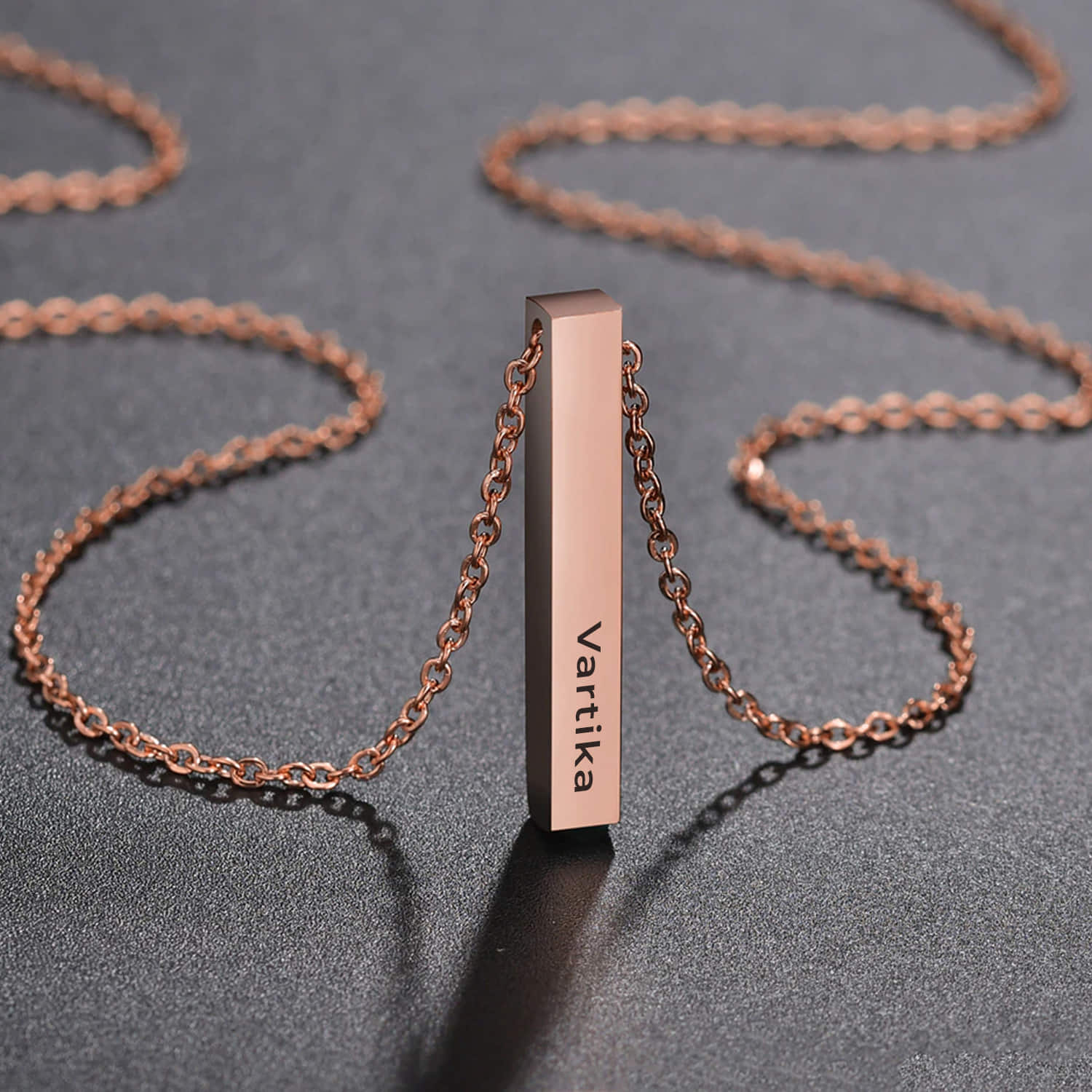 Personalized 4 Sided Vertical Bar Necklace Custom Names Message Engraved |  eBay