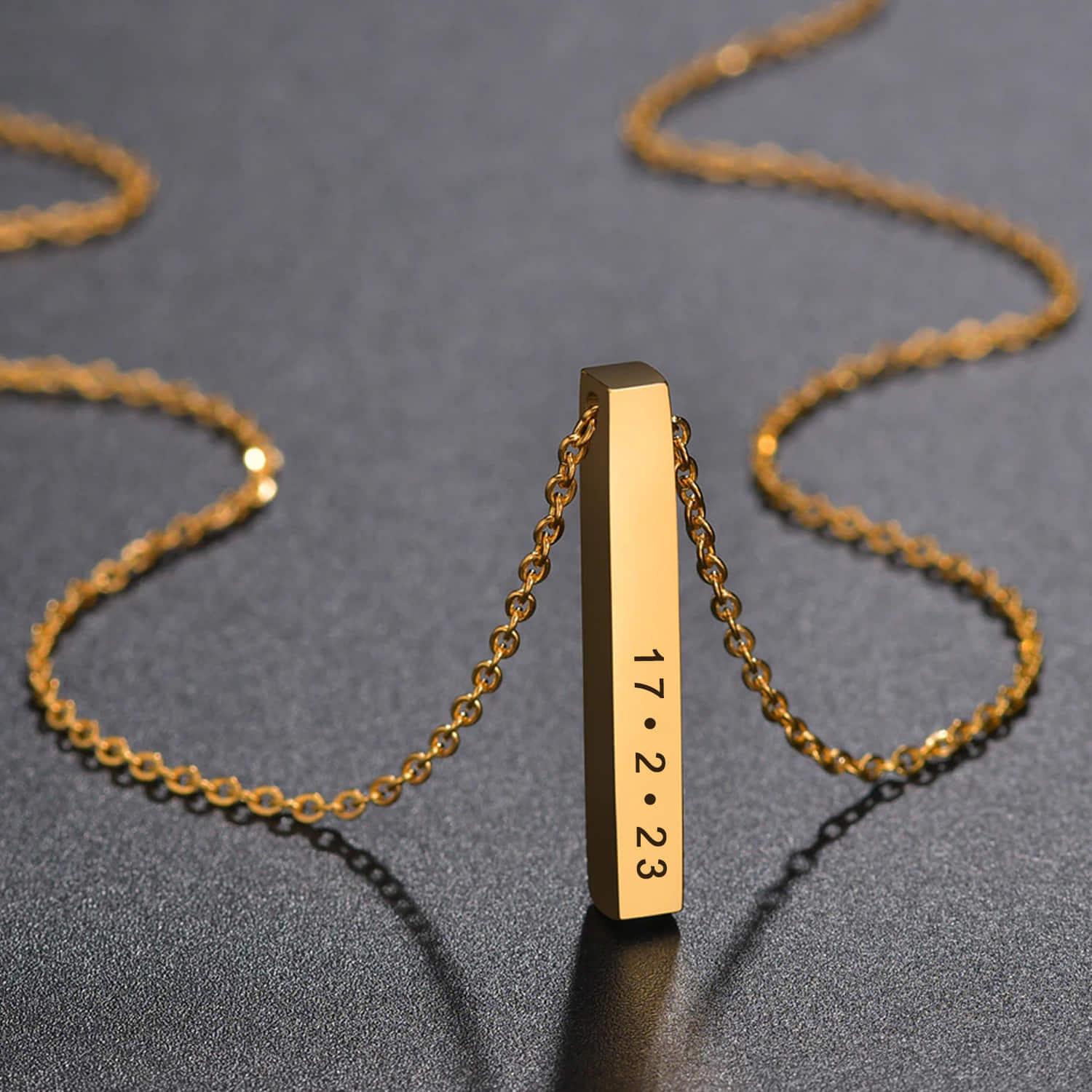 Engraved Horizontal Bar Necklace | Gogo Lush