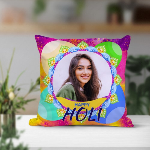 Buy Marbled Colours Personalized Holi Cushion