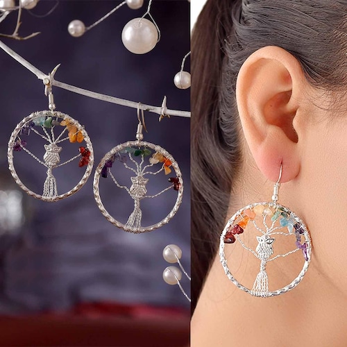 Tree of life on sale earrings with stones