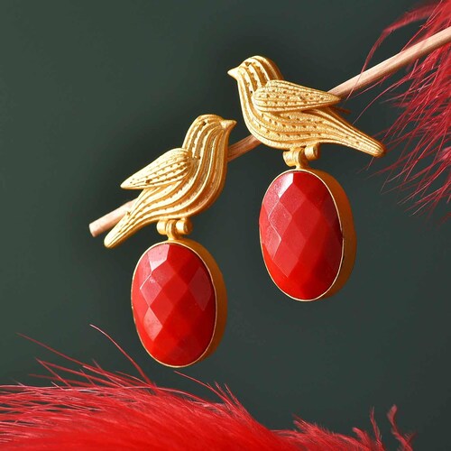 Red hot sale onyx earrings