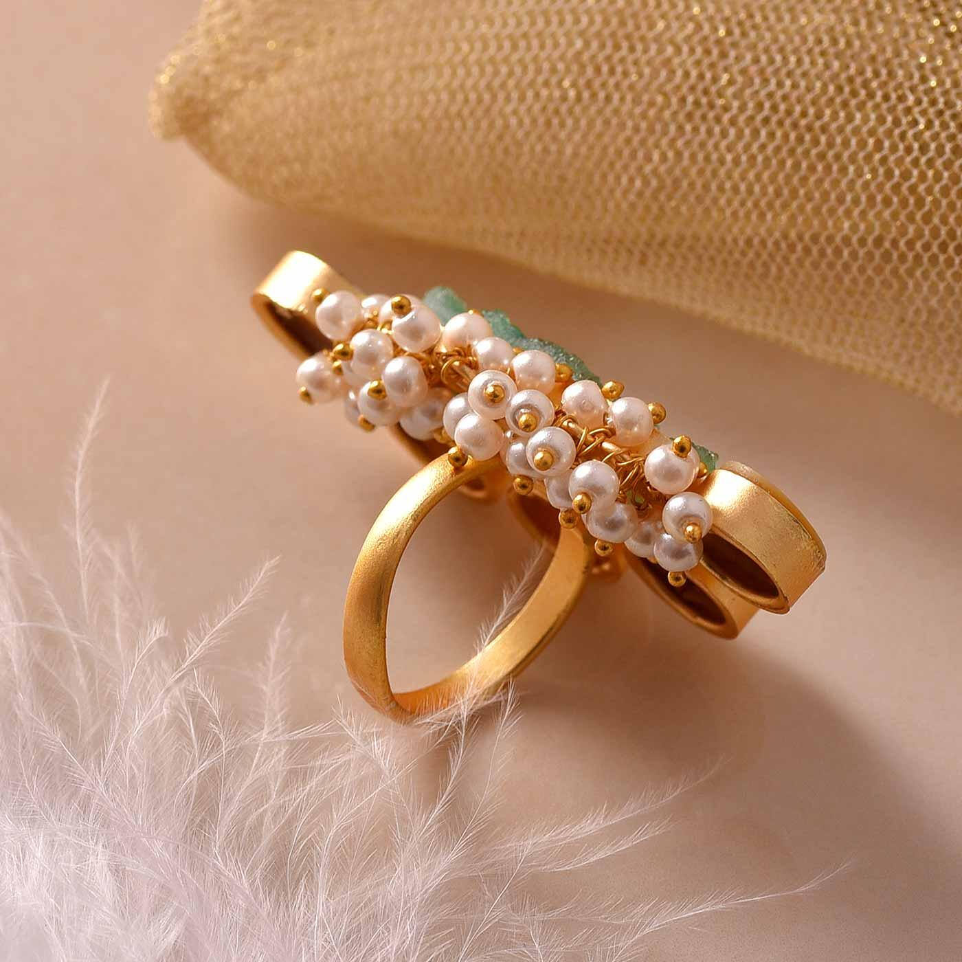 Fern Green Topaz Statement Ring with Pearl Halo | Local Eclectic – local  eclectic