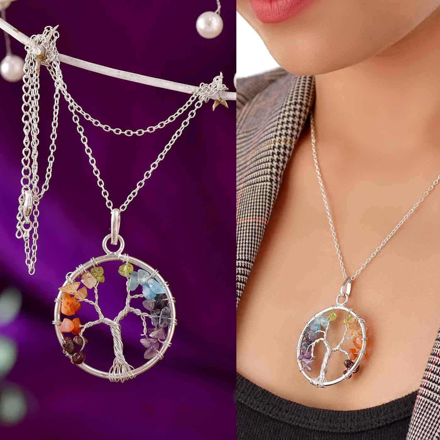 Gemstone Birthstone Necklace, Butterfly necklace, flower necklace, hea –  jillmakes
