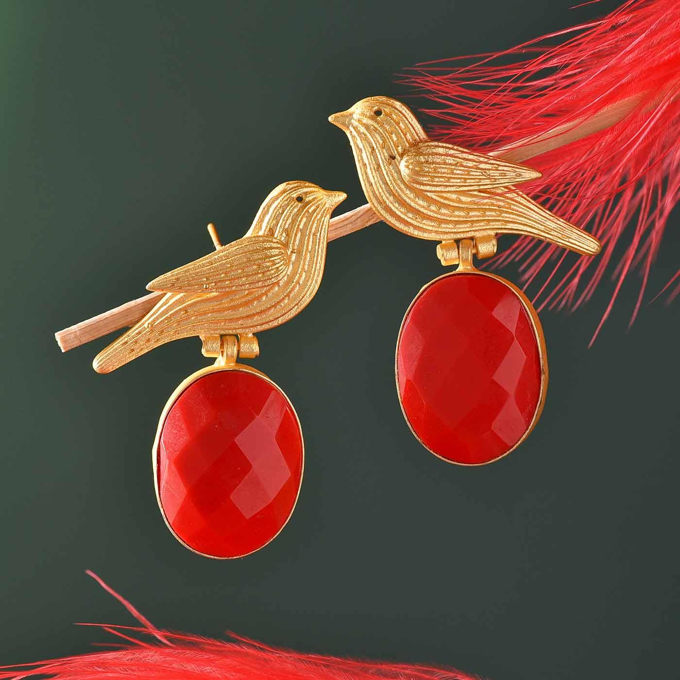 BrassMoti GoldenRed Beautiful Designer Latest Jhumki Kundan Earrings For  Women And Girls