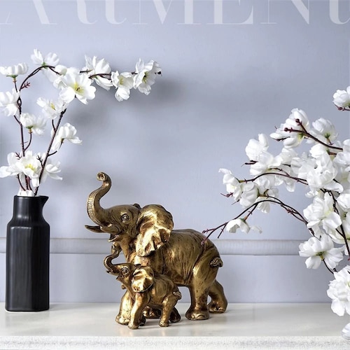 83960_Elephant And Calf Trumpet Decor Miniature