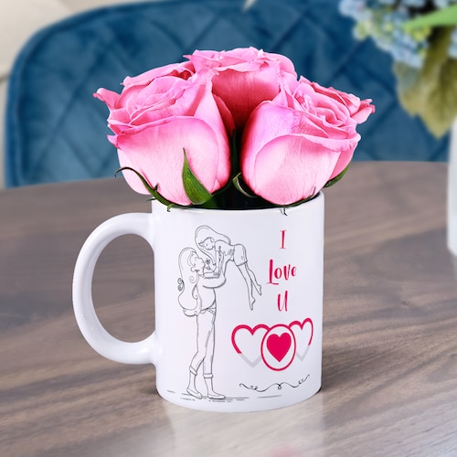 84131_I Love U Mom Mug And Pink Roses