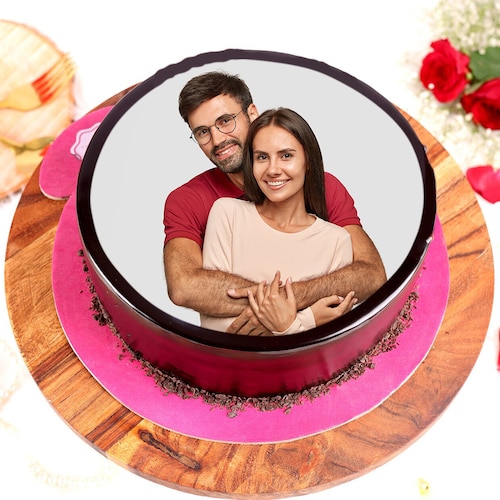 Buy Love Couple Chocolate Photo Cake