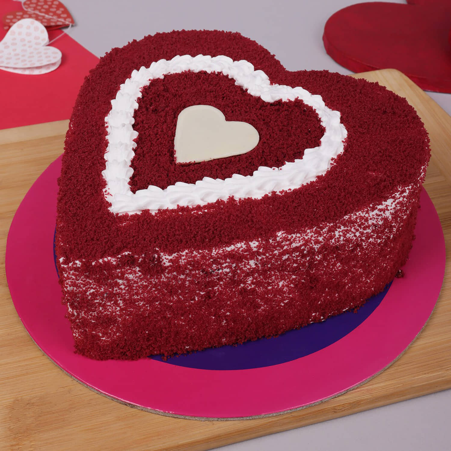 Red & White Heart shape cake – Real Bites