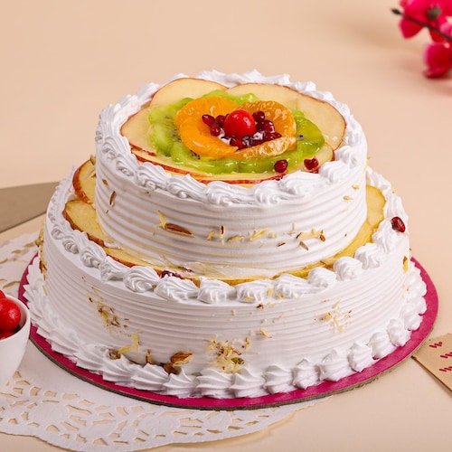 Buy Two Tier Vanilla Fruit Cake