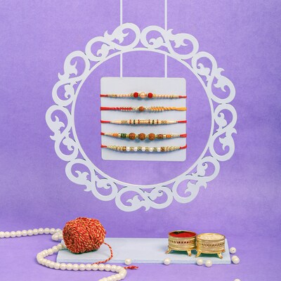 Luck of Rudraksha Two Rakhi  And Three Pearl Rakhi