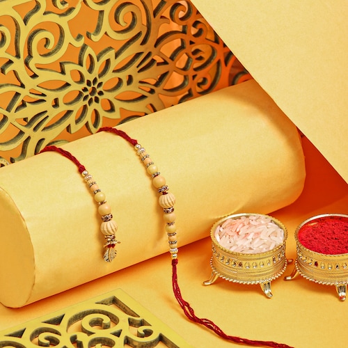 Buy Vibrant Yellow Beads Rakhi